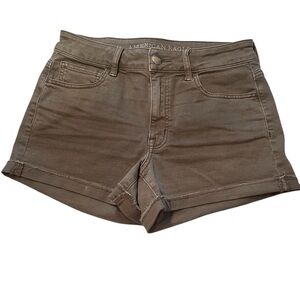 American Eagle Outfitters Super Super  Hi Rise Stretch Olive Shorts Sz 6 Woman